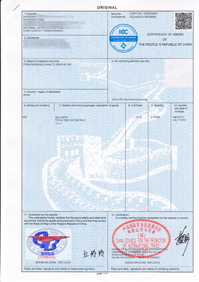 Form A Form E Form F TNT Certificate Of Origin Document